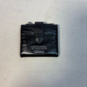 Guess Black Faux Patent Leather Credit Card Wallet